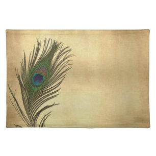 Vintage Look Peacock Feathers Elegant Cloth Placemat