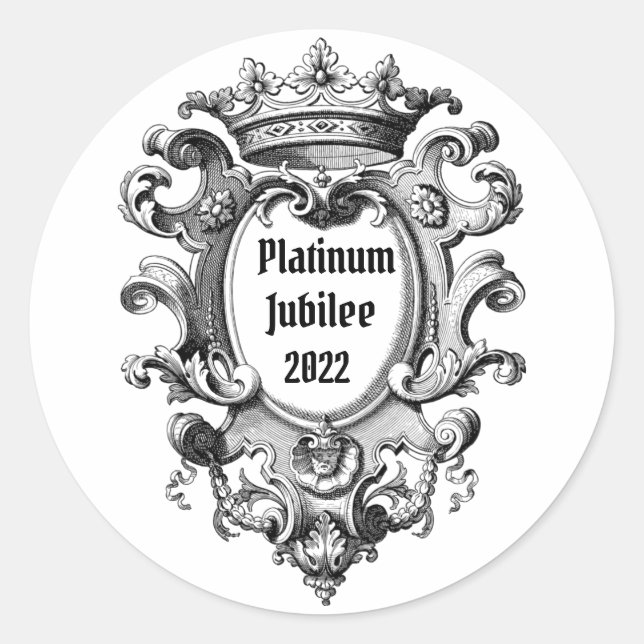 Vintage Look Platinum Jubilee 2022 Classic Round Sticker (Front)