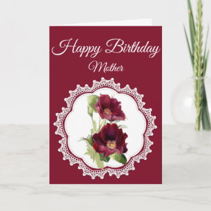 Vintage Look Red Roses Flower for Mother Birthday Card