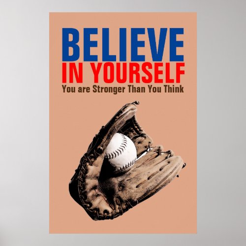 Vintage Look Retro Motivational Baseball Believe Poster