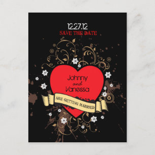 Vintage Look Rock & Roll Music Themed Wedding Announcement Postcard