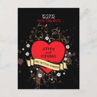 Vintage Look Rock & Roll Music Themed Wedding Announcement Postcard