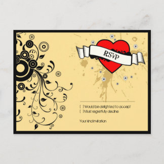 Vintage Look Rock & Roll Music Themed Wedding Invitation Postcard