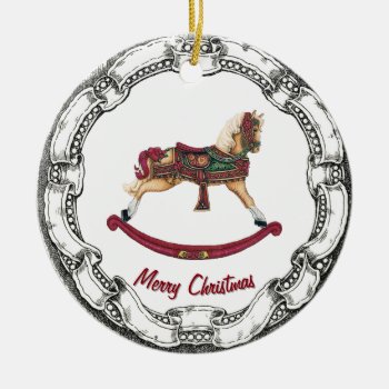 Vintage Look Rocking Horse Ceramic Ornament by WRAPPED_TOO_TIGHT at Zazzle