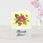 [ Thumbnail: Vintage Look Rose Flower, "Thank You!" Card ]