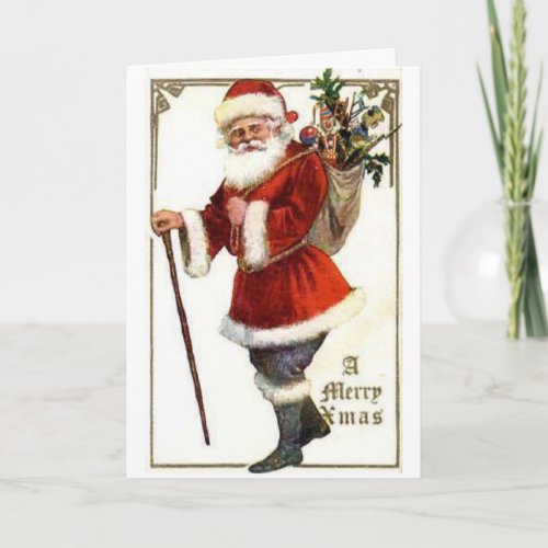 Vintage Look Santa Wishing You A Merry Christmas Card