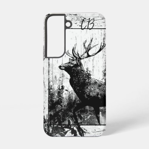 Vintage look Stag Custom Initials Deer Animal Samsung Galaxy S22 Case