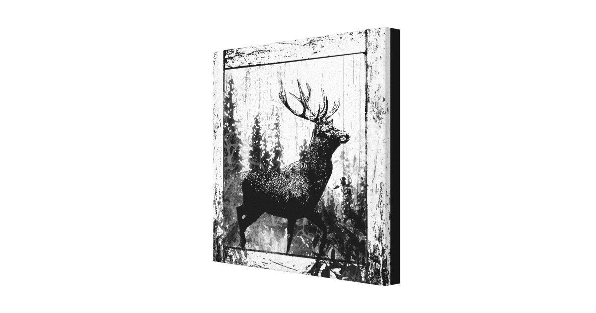 Vintage look Stag in Black and White, Deer Animal Canvas Print | Zazzle