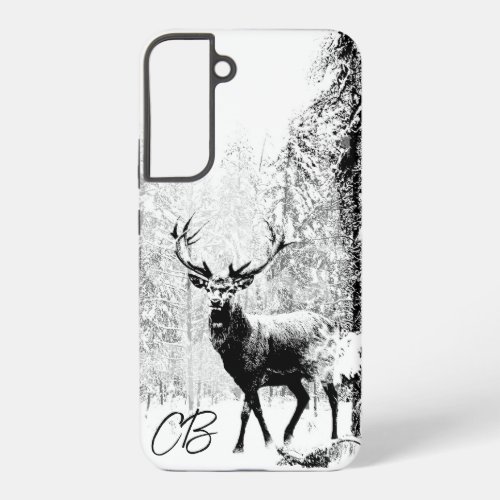 Vintage look Stag in Black and White Deer Animal  Samsung Galaxy S22 Case