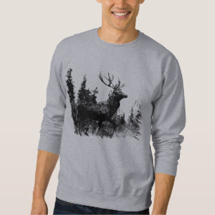 Vintage look Stag in Black and White, Deer Animal Sweatshirt