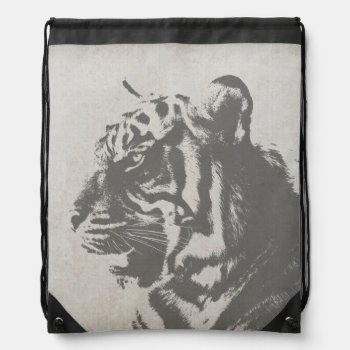 Vintage Look Tiger Drawstring Backpack by Hannahscloset at Zazzle