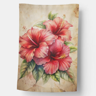 VINTAGE LOOK TROPICAL HIBISCUS FLOWERS HOUSE FLAG