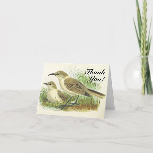 Vintage Look Two Birds Thank You Card