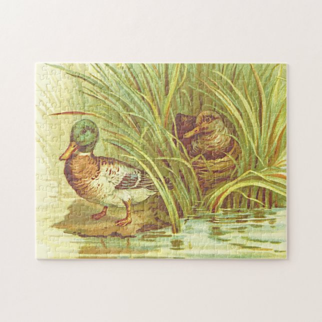 Vintage Look, Two Ducks Near Some Water Puzzle (Horizontal)