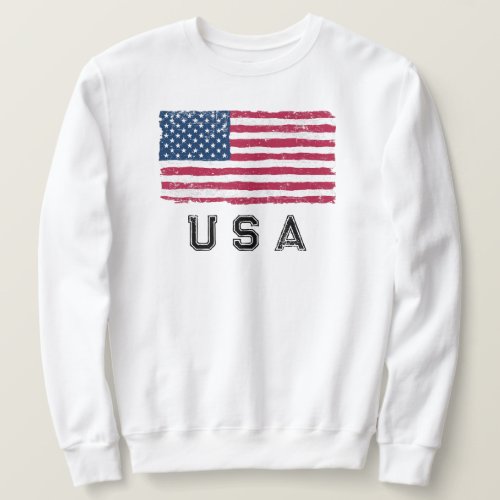 Vintage Look US Flag Black Text Sweatshirt