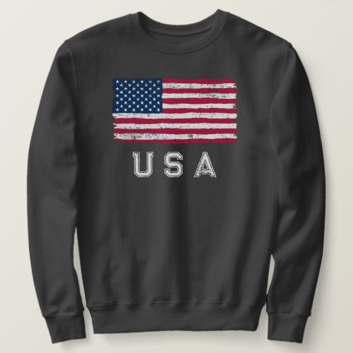 Vintage Look US Flag White Text Sweatshirt