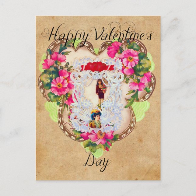 Vintage Look Valentine Postcard (Front)