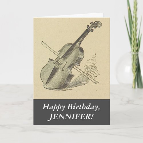 Vintage Look Violin Happy Birthday Greeting Card