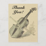 [ Thumbnail: Vintage Look Violin + "Thank You!" Postcard ]