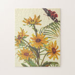 [ Thumbnail: Vintage Look, Yellow Flowers and An Insect Puzzle ]