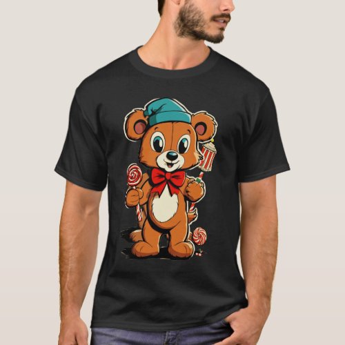Vintage Looney Tunes Teddy Bear Christmas T_Shirt