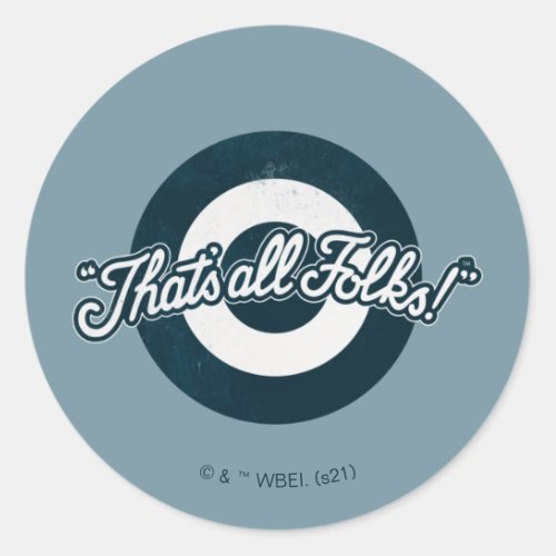 Vintage LOONEY TUNES THATS ALL FOLKS Classic Round Sticker
