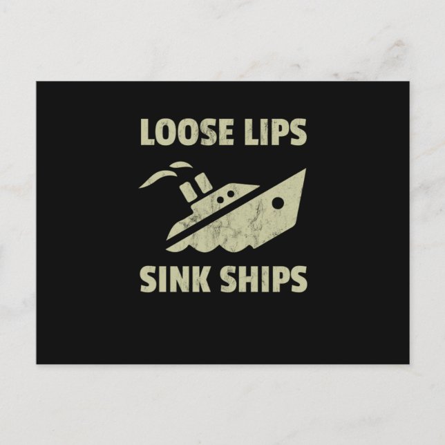 Vintage Loose Lips Sink Ships Design Postcard (Front)