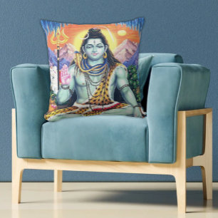 Vintage Lord Shiva Spiritual - Peaceful Samadhi Throw Pillow