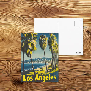 Vintage Los Angeles Beach Travel Poster Postcard