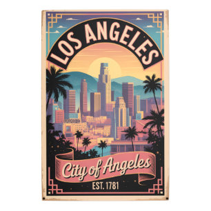 Vintage Los Angeles California City of Angels Metal Print