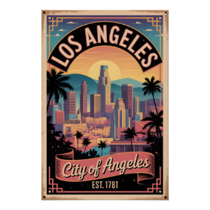 Vintage Los Angeles California City of Angels Poster