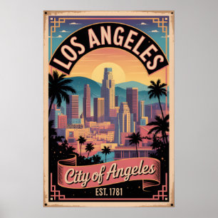Vintage Los Angeles California City of Angels Poster