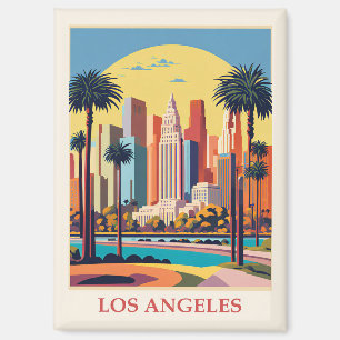 Vintage Los Angeles California City Skyline Travel Magnet