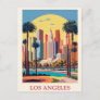 Vintage Los Angeles California City Skyline Travel Postcard