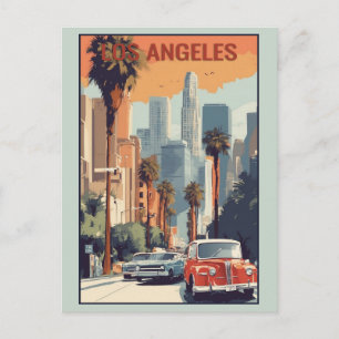 Vintage Los Angeles California City Skyline Travel Postcard