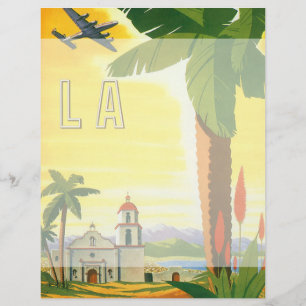 Vintage Los Angeles, California Mission with Palm