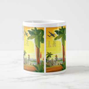 Vintage Los Angeles, California Mission with Palm Giant Coffee Mug