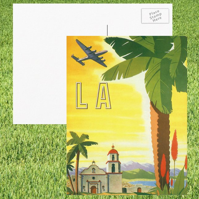 Vintage Los Angeles, California Mission with Palm Postcard (Creator Uploaded)