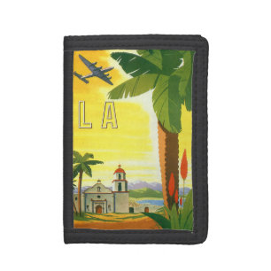 Vintage Los Angeles, California Mission with Palm Tri-fold Wallet