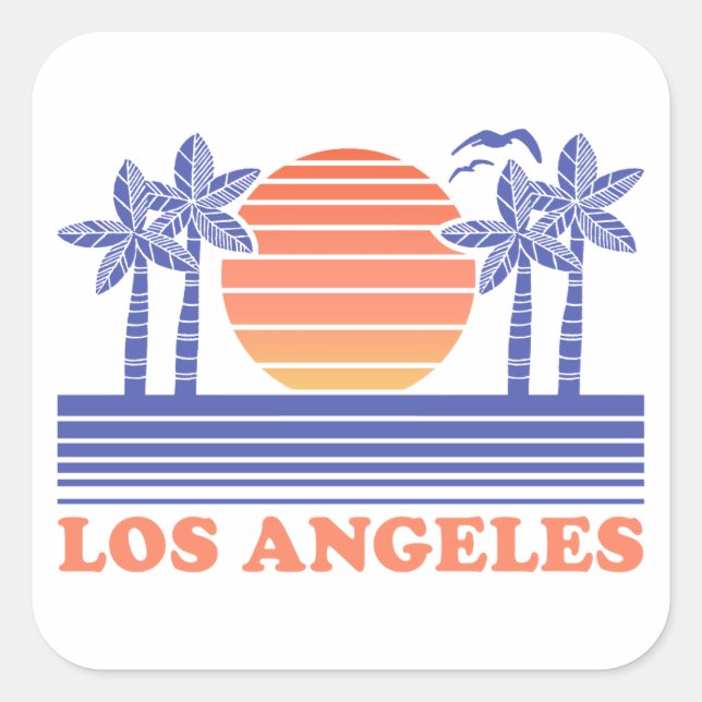 Vintage Los Angeles California Square Sticker (Front)