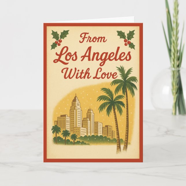 Vintage Los Angeles Christmas Folded Holiday Card (Front)