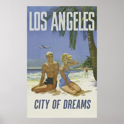 Vintage Los Angeles City Of Dreams Travel Poster