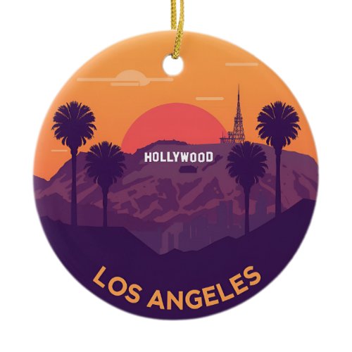 Vintage Los Angeles Hollywood Sunset Ceramic Ornament