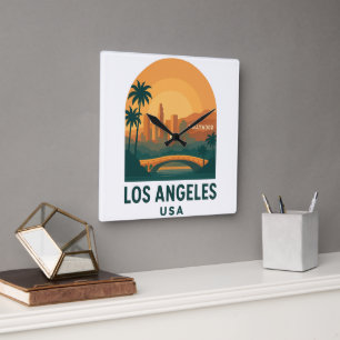Vintage Los Angeles Travel – Retro Hollywood Square Wall Clock
