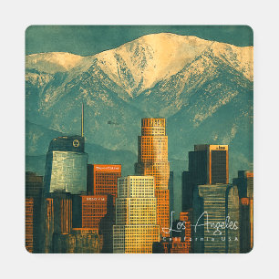Vintage Los Angeles Watercolor Retro California Coaster Set