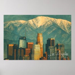 Vintage Los Angeles Watercolor Retro California Poster