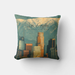 Vintage Los Angeles Watercolor Retro California Throw Pillow