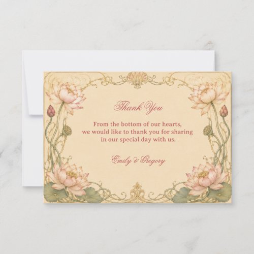 Vintage Lotus Botanical Thank You Card