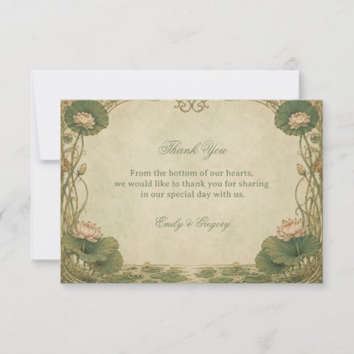 Vintage Lotus Botanical Thank You Card