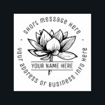 Vintage Lotus Flower Business Name Return Address Self-inking Stamp<br><div class="desc">Personalized rubber stamp for your holiday mailing return address, small business professional logo and custom info. Vintage and classic design to add some personal touch to your mail and package. Customize the text with your name or business name, address and contact information. Use the Design Tool to further edit the...</div>